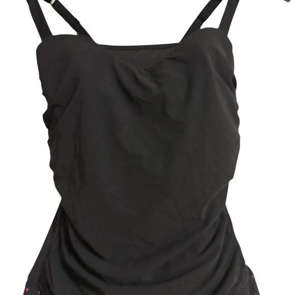 Profile By Gottex Black One Piece Swimsuit with Pink Accents Tutti Frutti SZ 12 - Picture 3 of 12